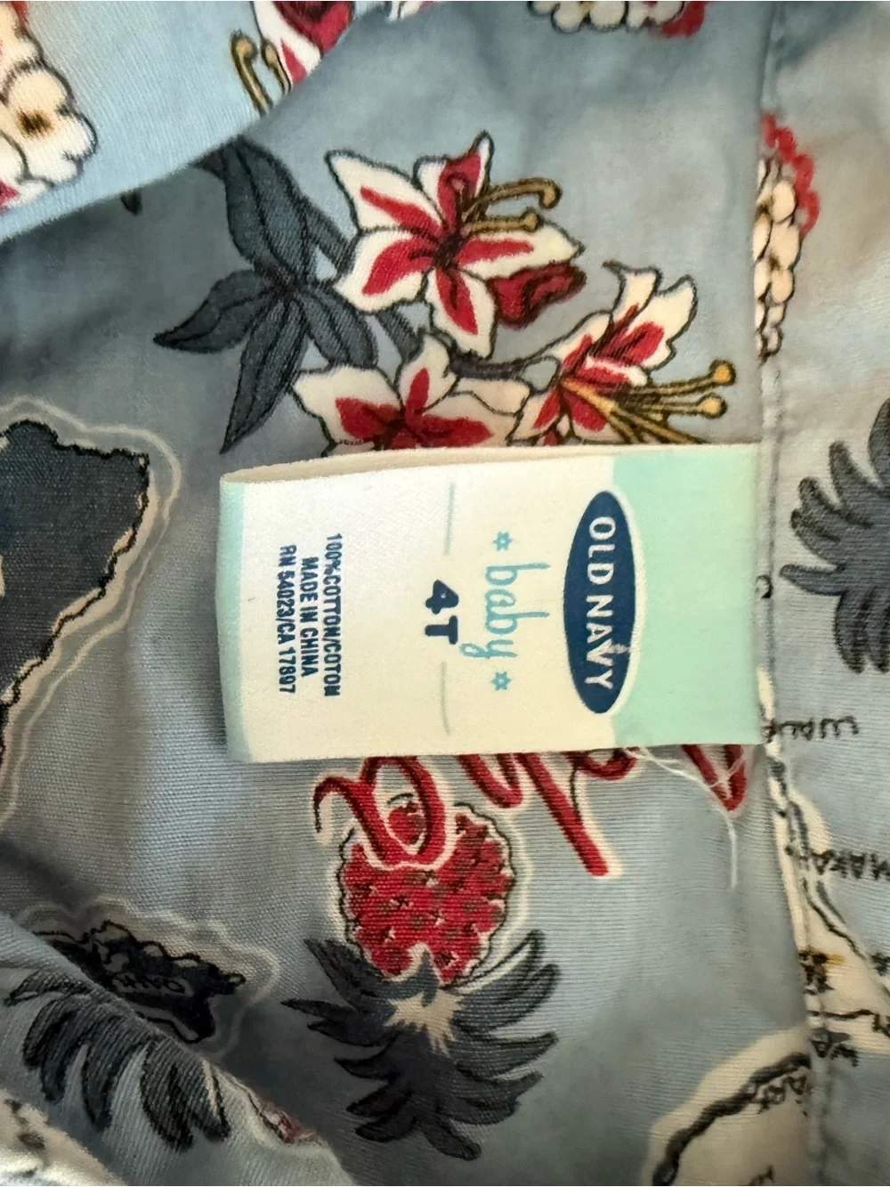 Old Navy Light Blue Hawaiian Print Button Down Shirt